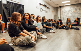 Students listen to a special presentation by DEA Las Vegas.