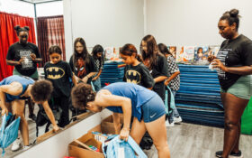 Students choosing their school supplies, backpacks, and more.