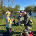 Students setting bait.