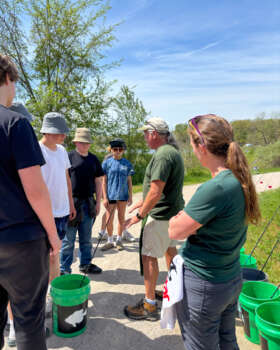 Students learning about fishing and the hatchery.