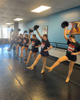 Students tap dancing at the two-day “DEAEF Goes to Broadway” workshop